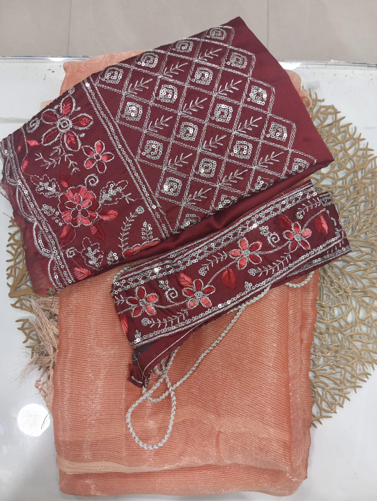 Space Silk sarees with blouse and Belt