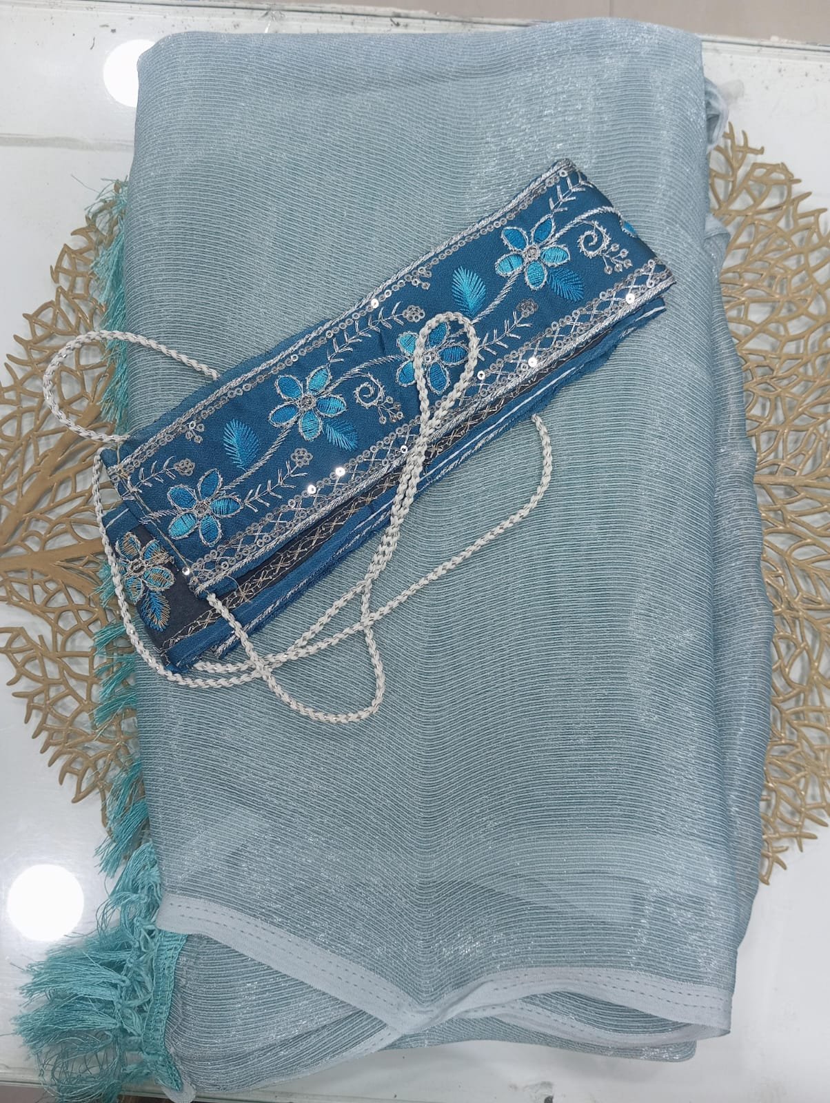 Space Silk sarees with blouse and Belt